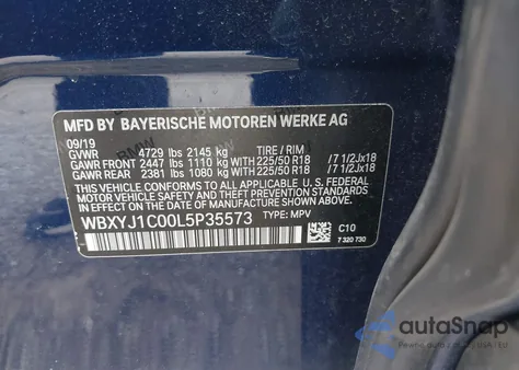 2020 BMW X2 xDrive28I z USA, uszkodzony, nr VIN WBXYJ1C00L5P35573